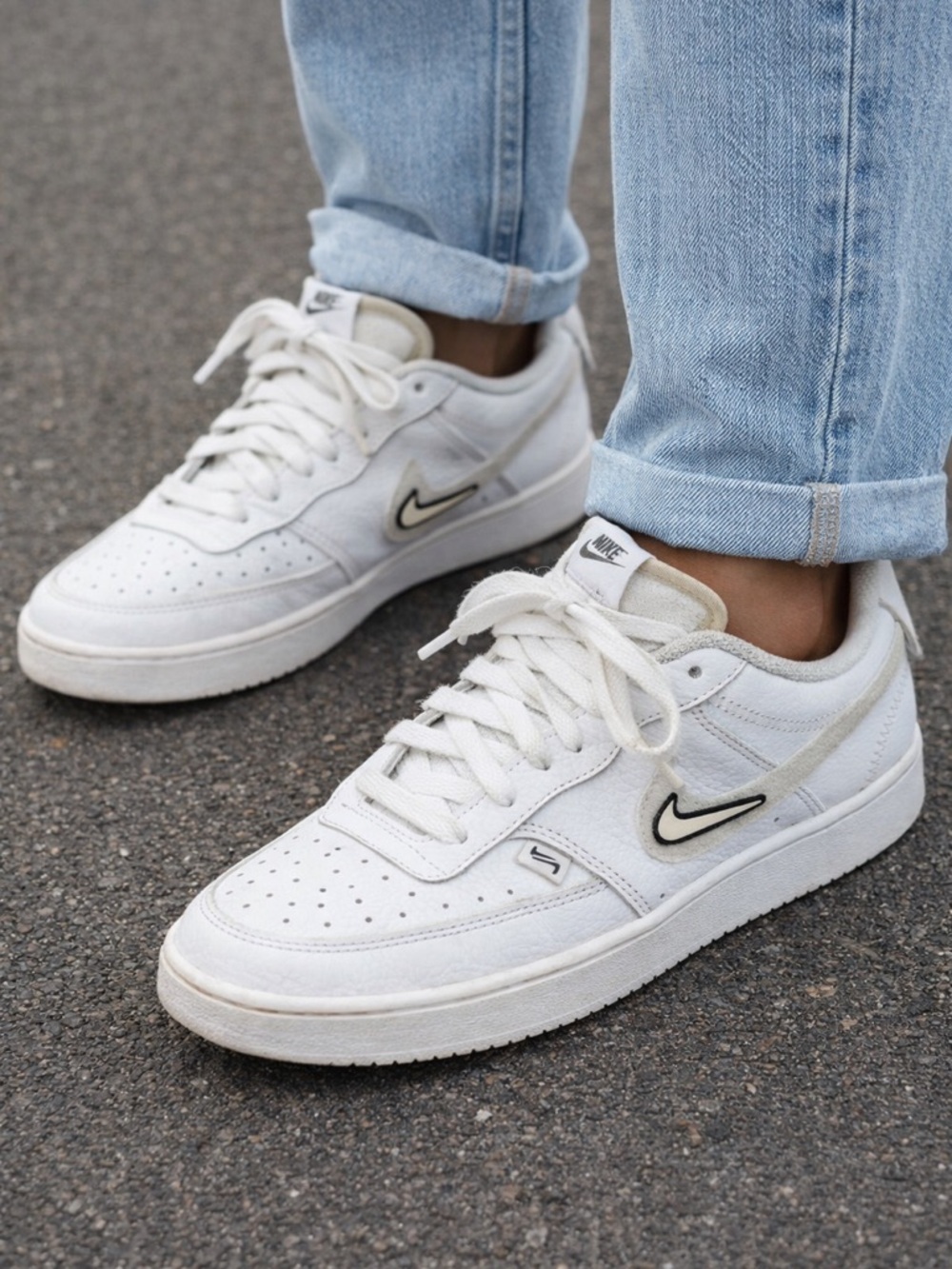 Nike Court Vision Low White Cream Swoosh Sneakers Women’s 8.5